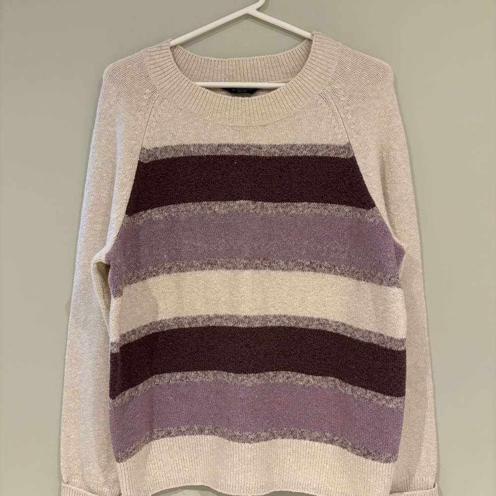 Denver Hayes cozy Women's Striped Sweater - Purple and Cream - Picture 6 of 6